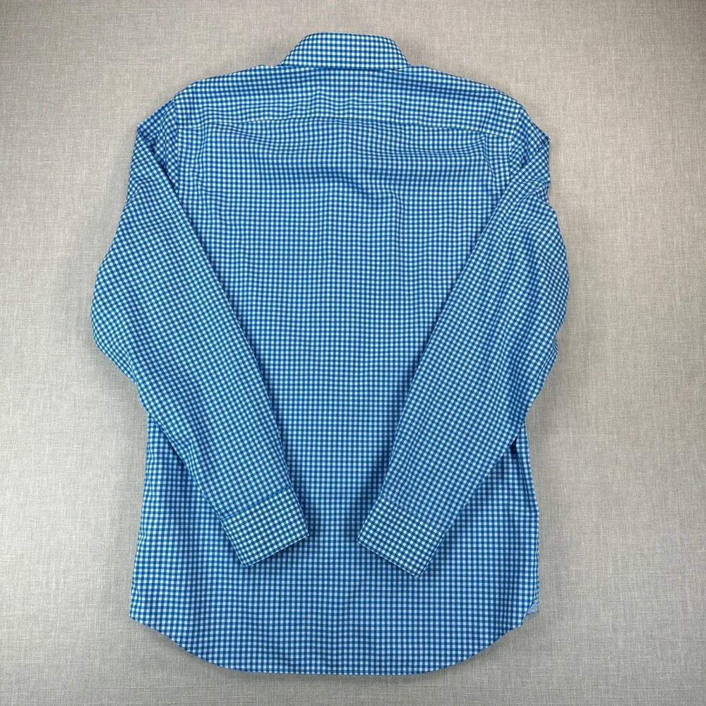 Banana Republic Shirt Mens M Blue White Gingham Grant Fit Non Iron Long Sleeve